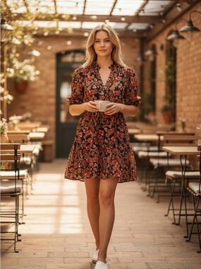 1. State Black and Red Floral Midi Dress